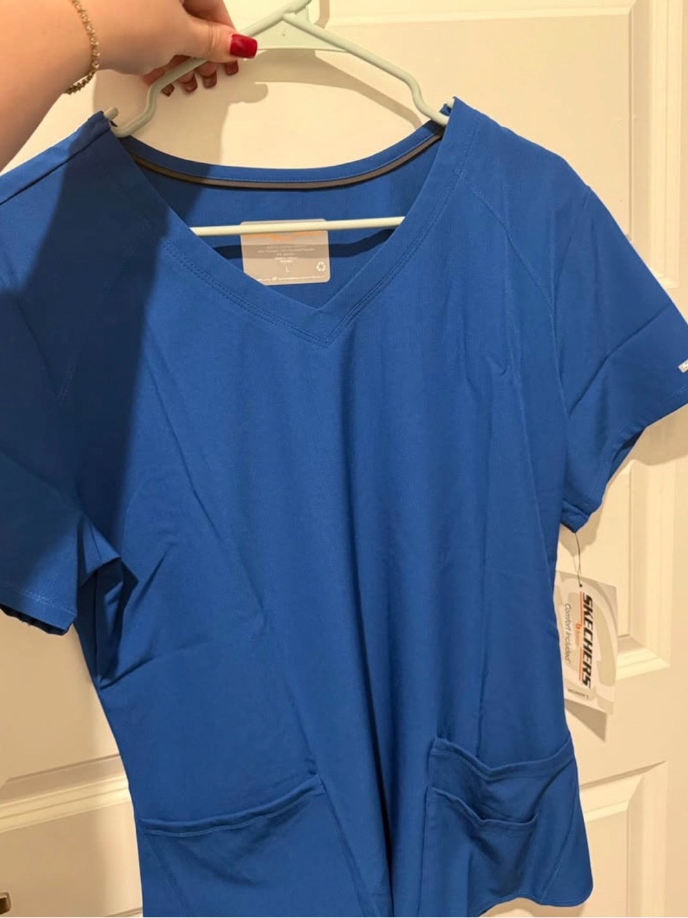 Skechers Women’s Cobalt Blue V-Neck Short Sleeve Top